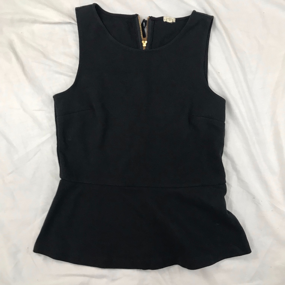 J. Crew black sleeveless peplum top